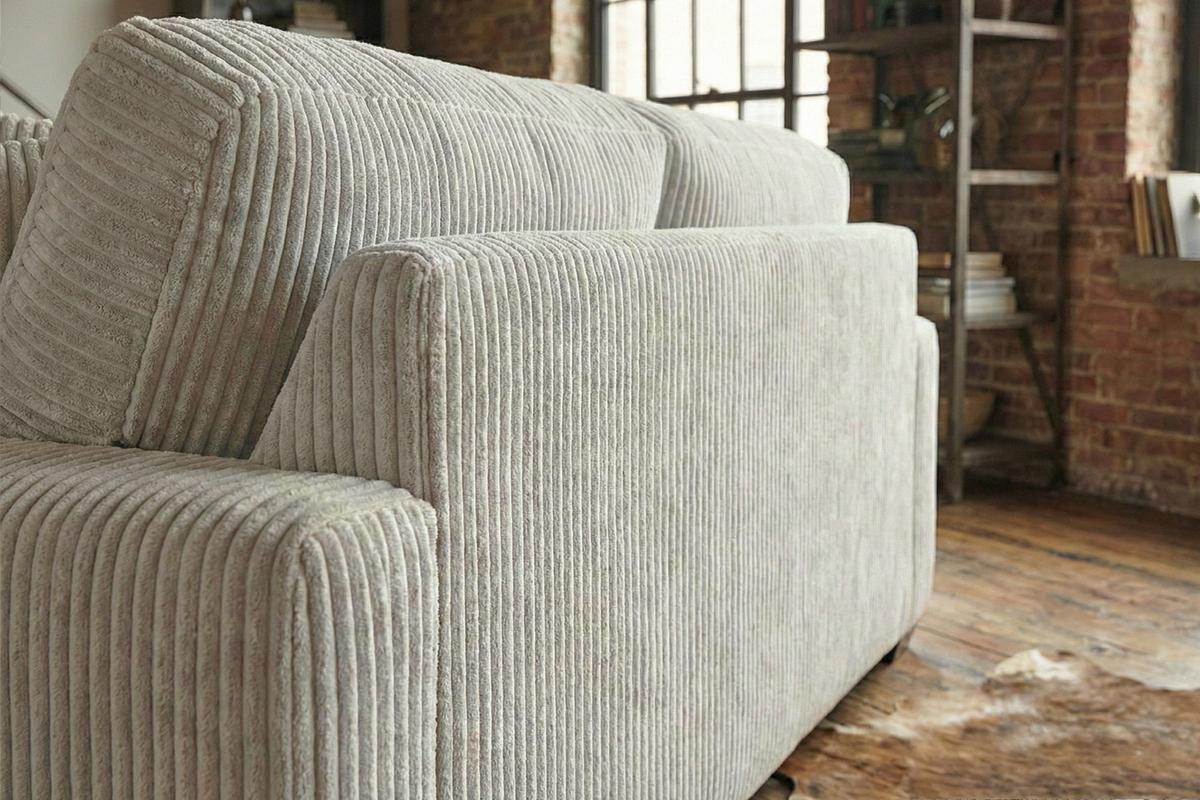 SOFA NETTA Cremeweiß Cord - Creme/Braun, Birkenholz/Textil (226/90/116cm) - KAWOLA
