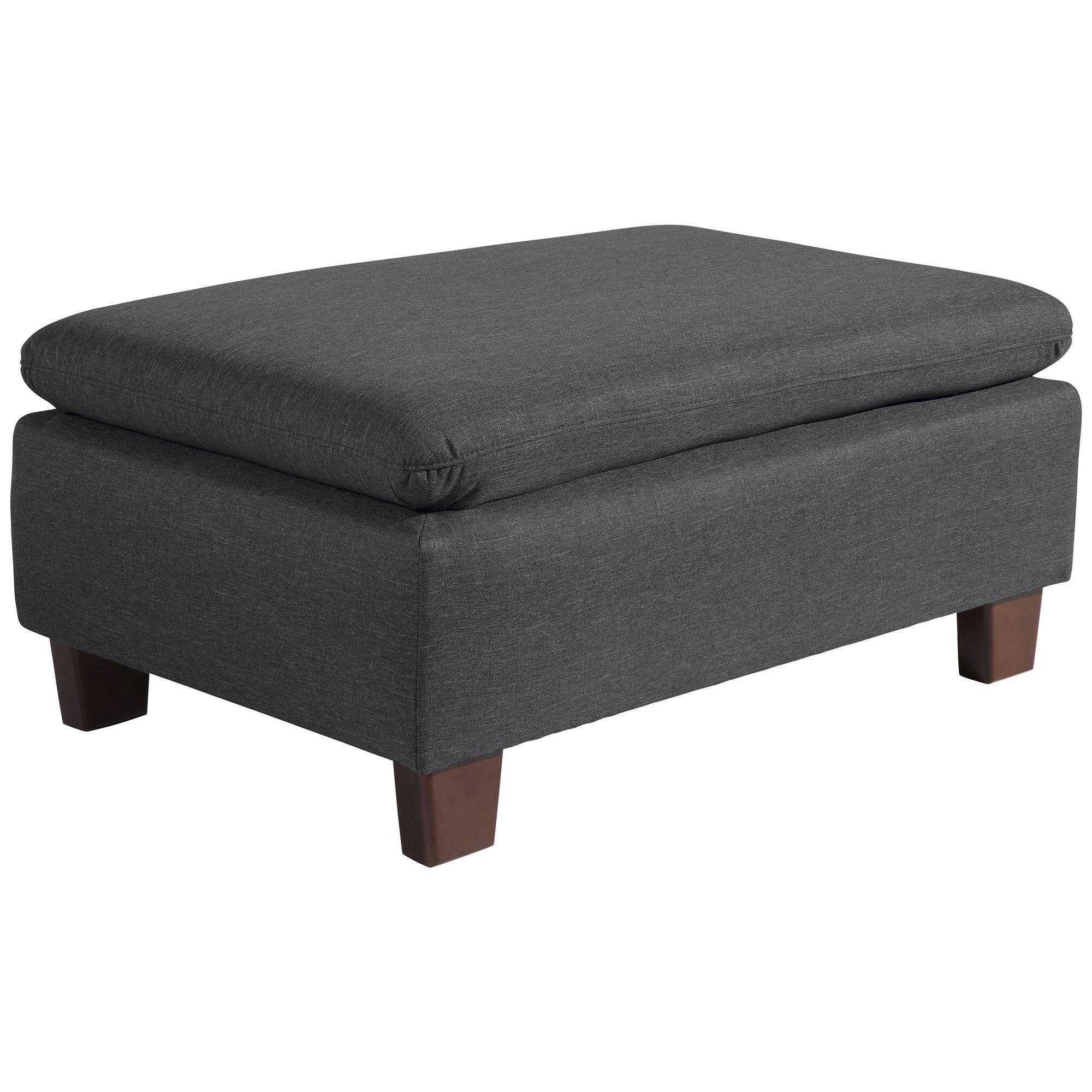 POLSTERHOCKER Kaylil Flachgewebe graphit - Graphitfarben, Kunststoff (90/43/60cm) - 58aufmkessel