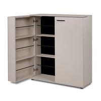 SCHUHSCHRANK Samt 100 cm, Schuhkommode aufklappbar bis 24 Paar Schuhe - Beige/Schwarz, Holzwerkstoff/Kunststoff (100/110/34cm) - Furn.Design