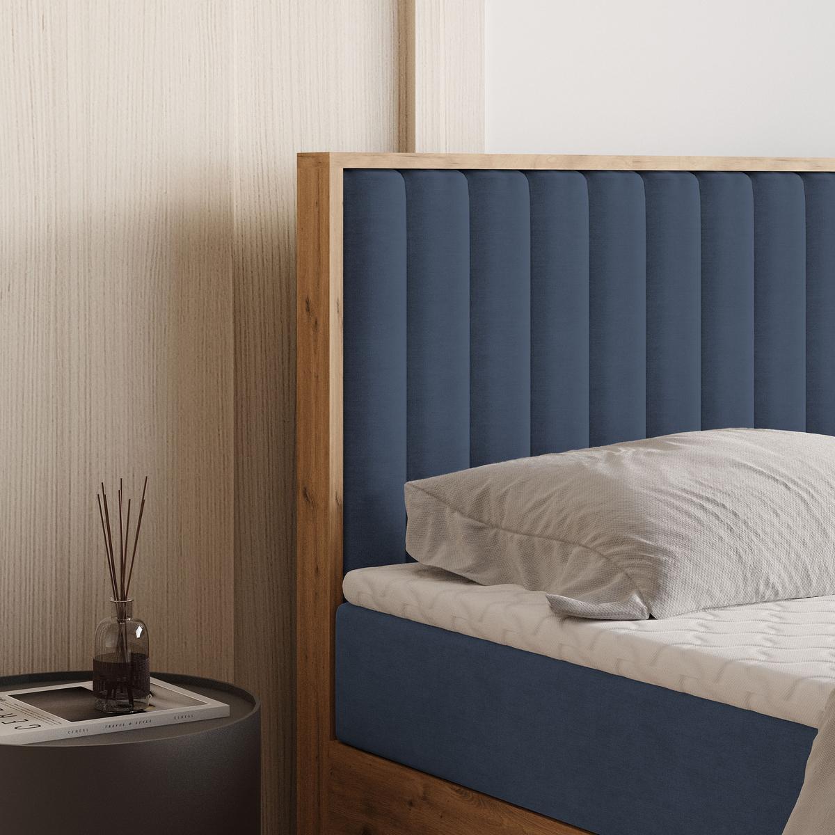 BOXBETT VARELI 160x200 cm mit Matratze und Topper - Blau - Blau, Holz (160/200cm) - MASSENO