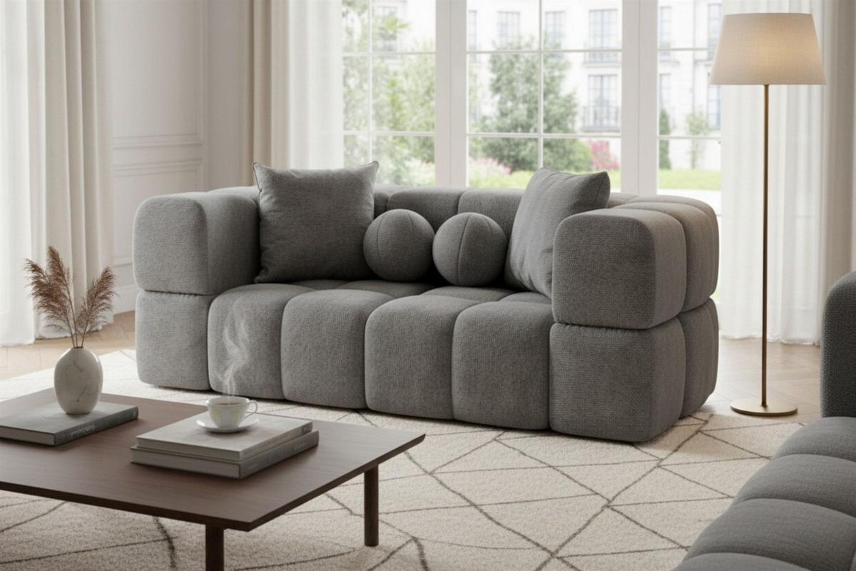 SOFA 3-sitzer Vega - Grau, Holzwerkstoff/Textil (250/77/103cm) - Fun Möbel