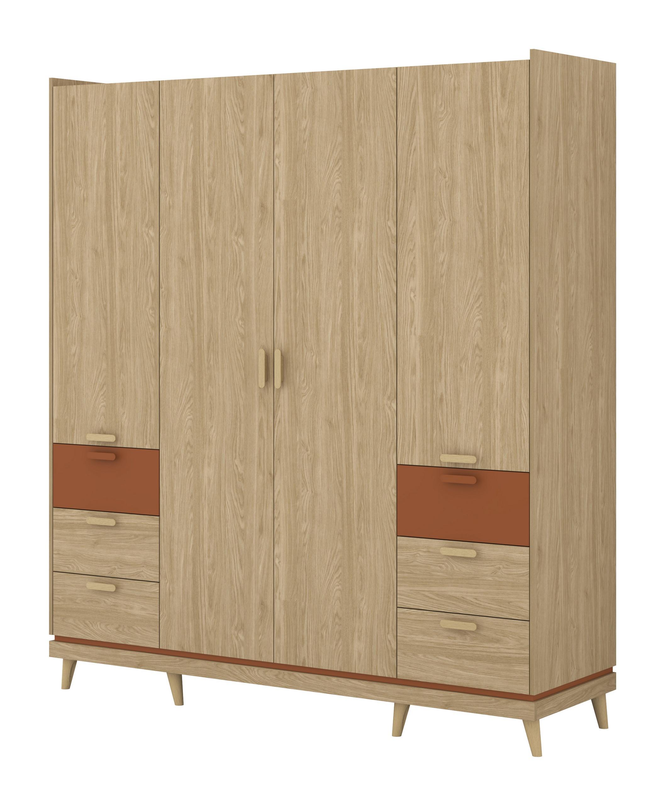 DREHTÜRENSCHRANK ACARA 190/214.5/57,4 cm 4-türig Eichefarben - Eichefarben, Holzwerkstoff (190/214.5/57.4cm) - MASSENO