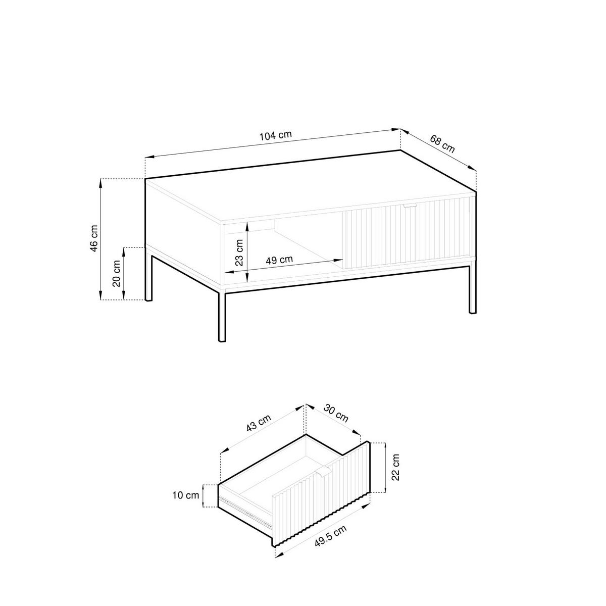 COUCHTISCH STELLARE 104/46/68 cm Hellgrün - Schwarz/Hellgrün, Holzwerkstoff (68/104/46cm) - MASSENO