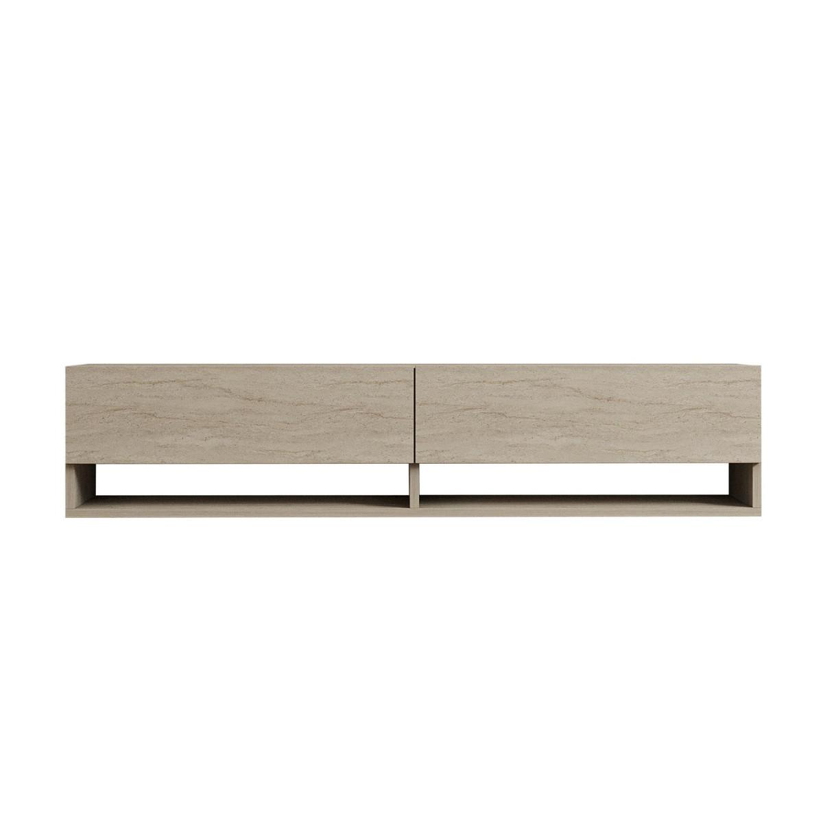 TV-MÖBEL mit 2 klapptüren travertin-dekor arges 30/31/141 cm - Beige, Holzwerkstoff (35/31/30cm) - Calicosy