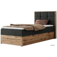 BOXBETT ALBERO 1 90/200 - Dunkelgrau Stukture - Topper Visco - H3 - Rechts - Dunkelgrau/Anthrazit, Kunststoff/Textil (90/200cm) - MKS