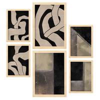 POSTER Set Mit 6 Ruhekunst A3 & A4 Rahmen Aus Hellem Holz - Beige, Papier (29/3cm) - Nacnic