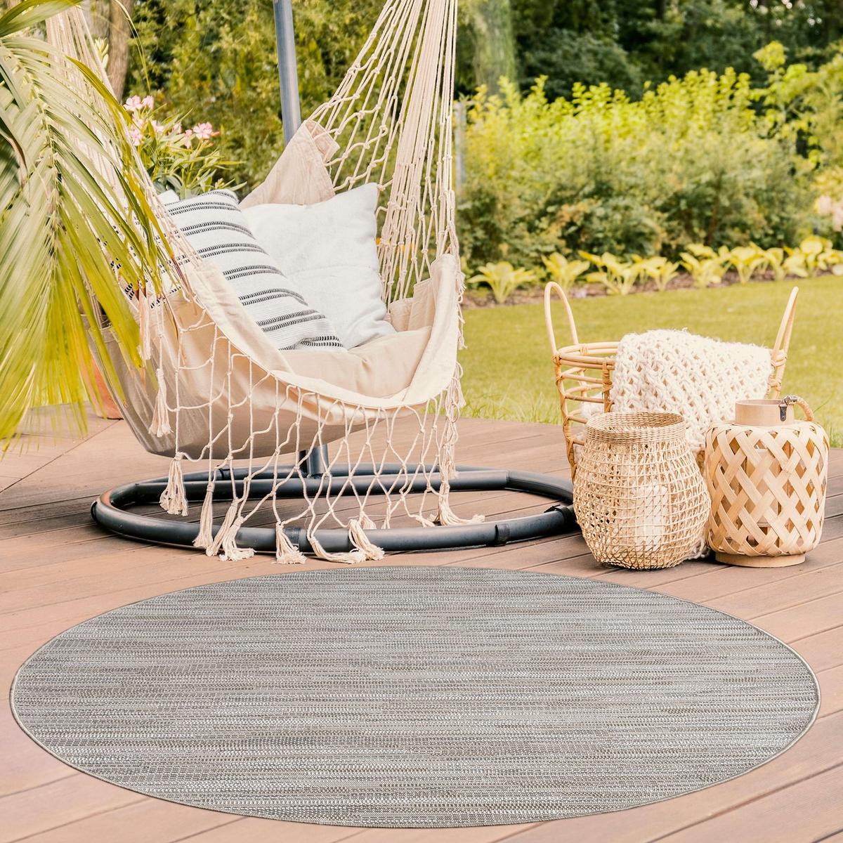 OUTDOORTEPPICH Boho Hellcreme Beige Ø 120 cm - Creme, Kunststoff (120/120cm) - TT Home