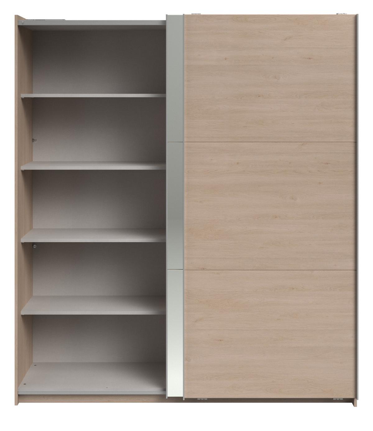 KLEIDERSCHRANK Eiche Jackson 178 cm, Schwebetürenschrank 2-türig mit Spiegel und Soft-Close - Eichefarben, Glas/Holzwerkstoff (178/203/59cm) - Parisot Meuble