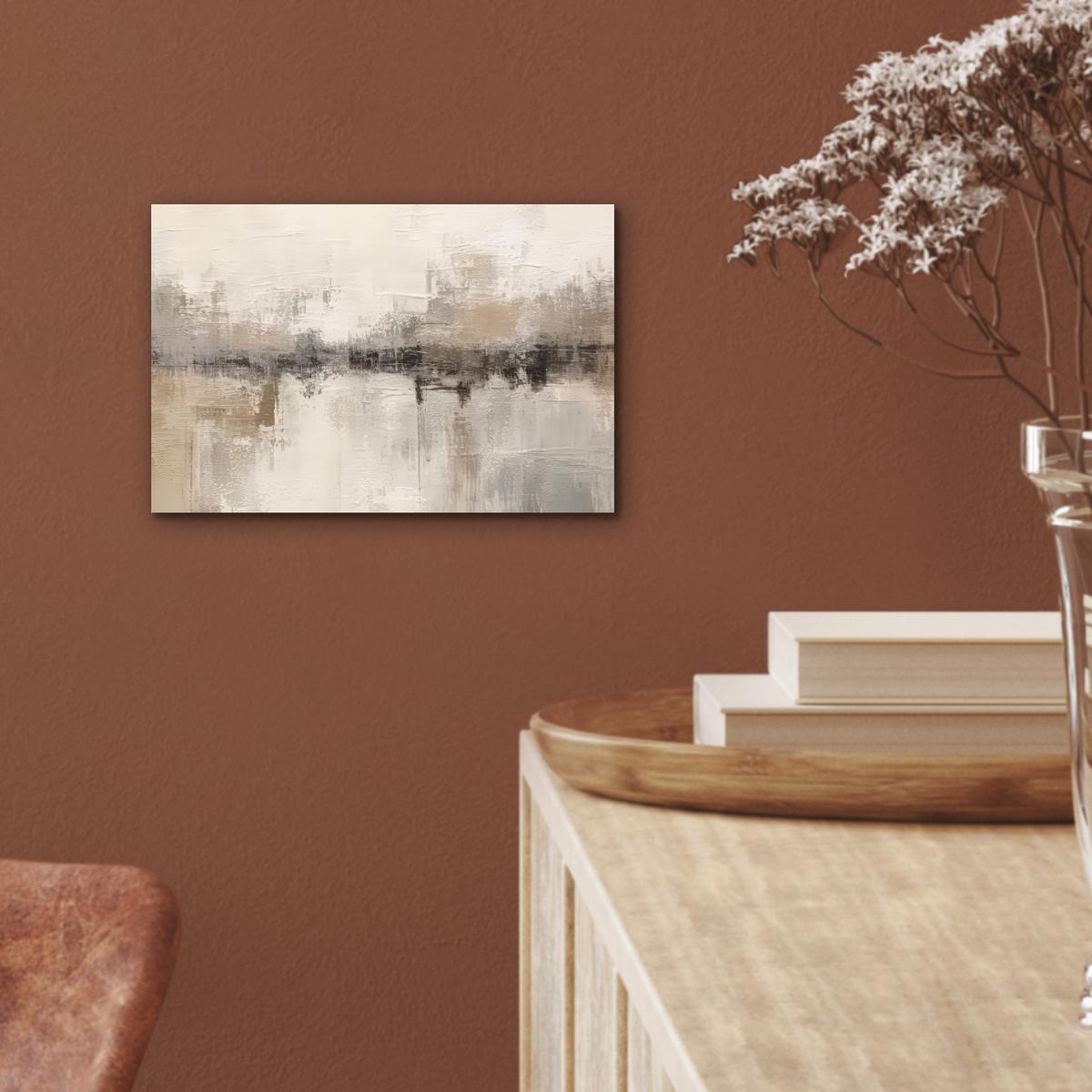 METALLBILD Moderne Kunst - Abstrakt - Beige 30x20 cm - Beige, Metall (30/20cm) - MuchoWow