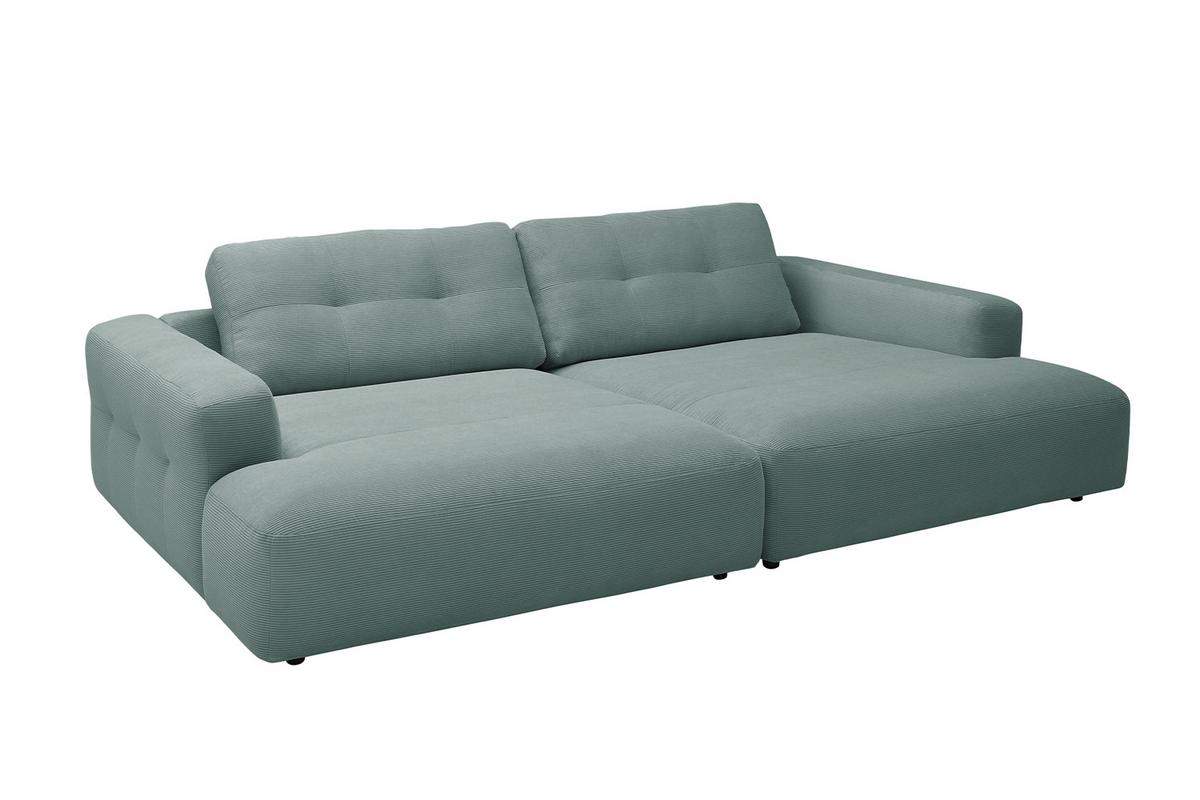 BIG SOFA MIKA Grün Cord - Türkis/Schwarz, Kunststoff/Textil (300/86/167cm) - KAWOLA