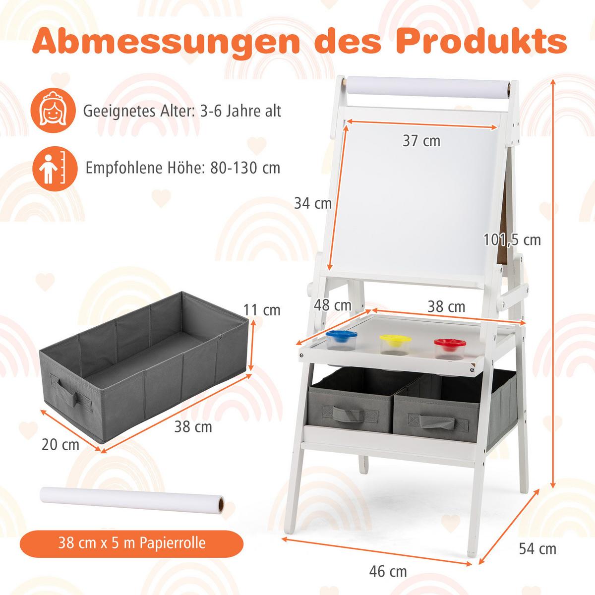 KINDERSTAFFELEI Weiß - Weiß, Holzwerkstoff (54/101.5/46cm) - COSTWAY