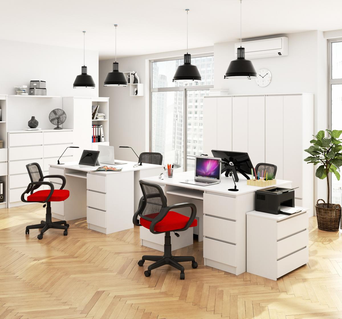 SCHREIBTISCH Weiß 77/135/50 - Weiß, Holzwerkstoff (135/60/77cm) - RAUMHIRSCH FURNITURE