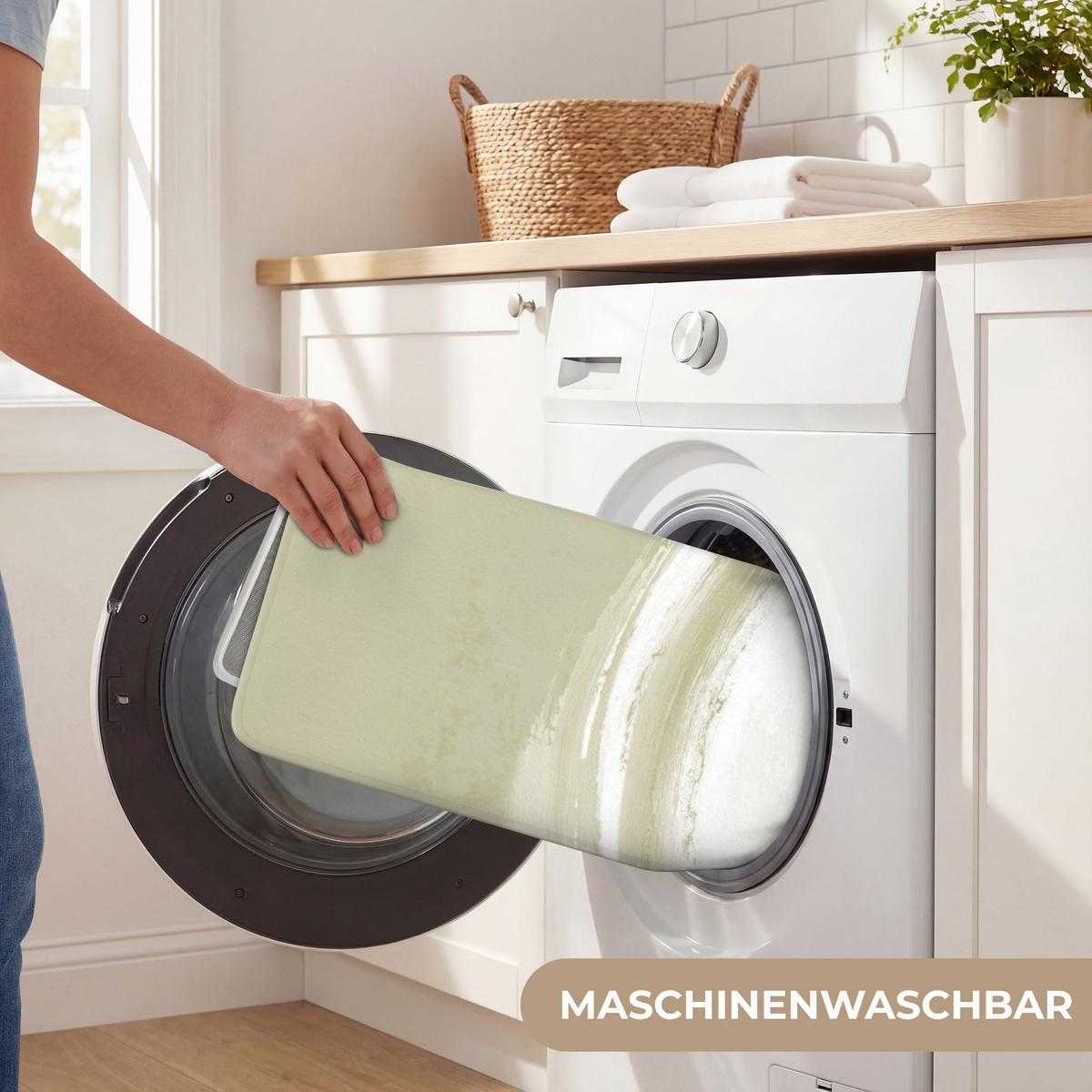 BADEMATTE Abstrakt - Pinselstriche - Wellen - Grün 60x120 cm - Mintgrün, Textil (60/120cm) - OnlyWow