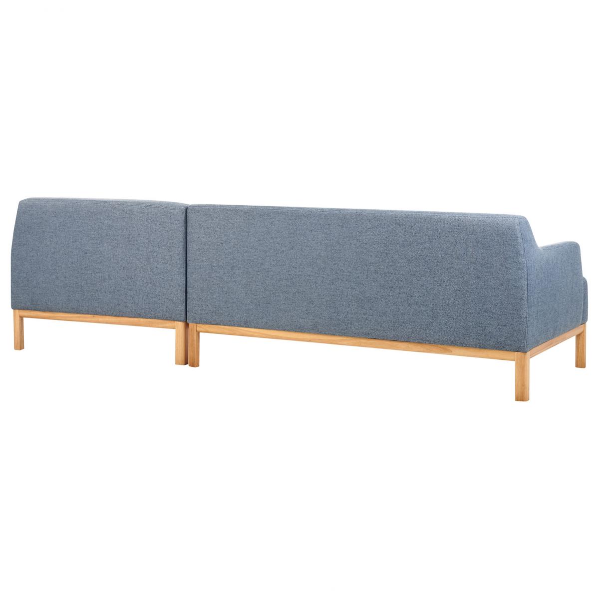 ECKSOFA Stoff Blau linksseitig Sosjo - Blau/Braun, Textil (251/132cm) - Beliani