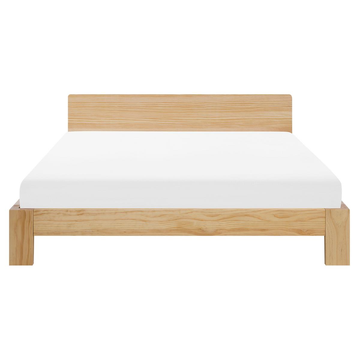 BETT mit Lattenrost 160x200 cm Heller Holzfarbton Royan - Hellbraun, Holz (160/200cm) - Beliani