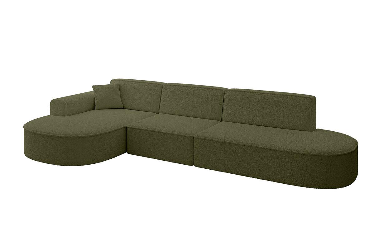 ECKSOFA Ottomane Links MARI-L2 - 328x171x79 cm Grün Bouclé - Schwarz/Grün, Holzwerkstoff/Kunststoff (165/321cm) - ALTDECOR