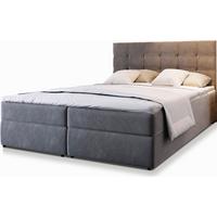 BOXBETT GLOS 160x200 cm mit Matratze und Topper, H2+H3 - Grau - Grau, Holz (160/200cm) - MASSENO