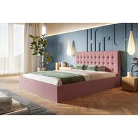 BETT 140x200 - Polsterbett mit Bettkasten und Holzrahmen - Modern Betten - Weicher Jasminstoff - Kollektion Rio, Rosa - Pink, Holz/Textil (140/200cm) - Alpi-Möbel