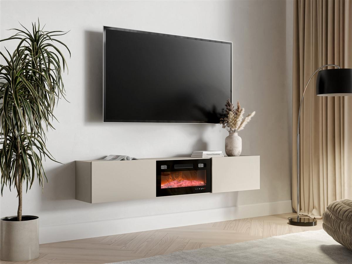 TV-LOWBOARD Govi 180 EF mit Kamin - Kaschmir, Holzwerkstoff (180/33/32cm) - MIRJAN24