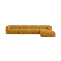 ECKSOFA Ottomane Rechts MIRA-L3 409x179x70 Senfgelb Cord - Currygelb/Schwarz, Holzwerkstoff/Kunststoff (409/179cm) - ALTDECOR