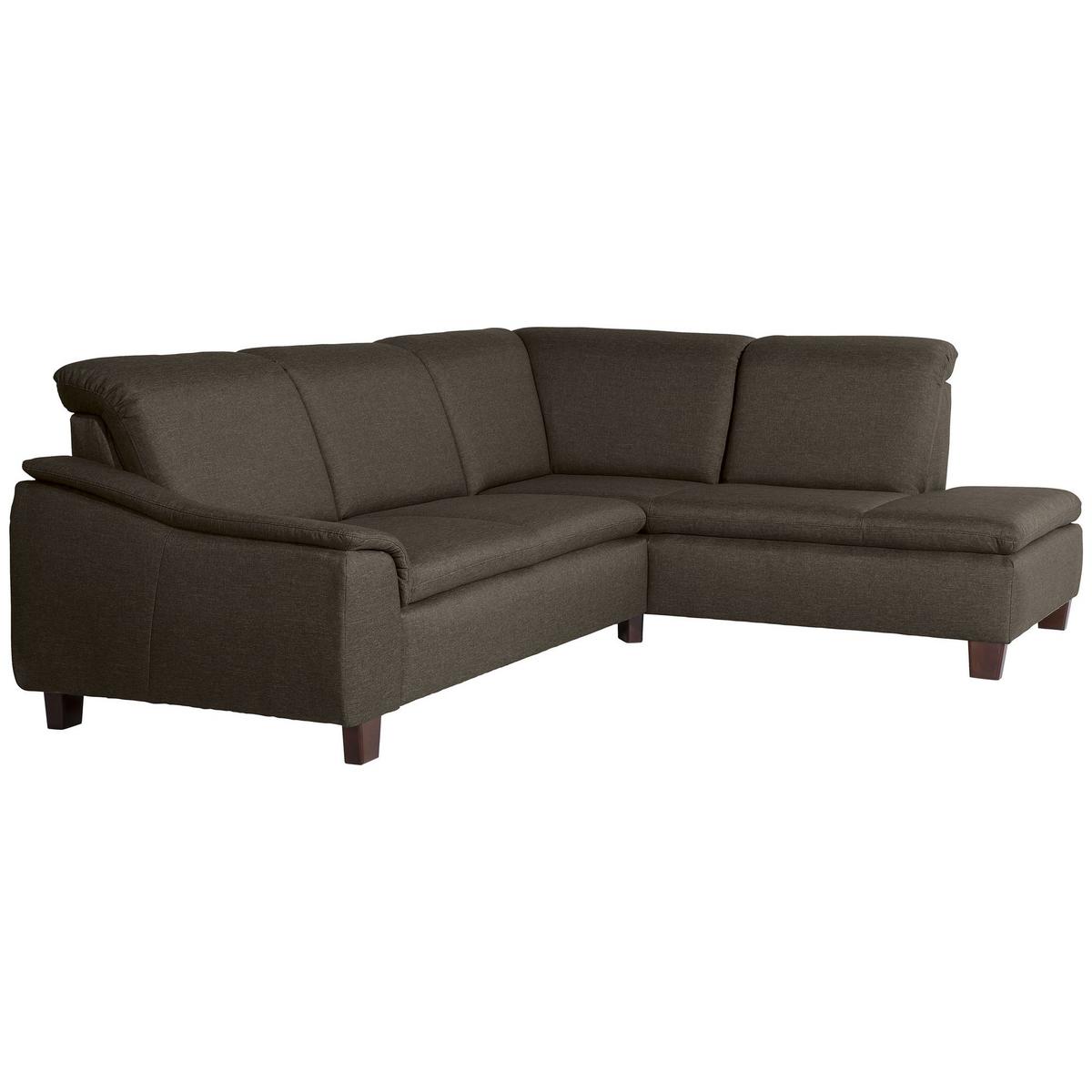 ECKSOFA mit Ottomane rechts Kaylil Flachgewebe braun - Braun, Kunststoff (187/247cm) - 58aufmkessel