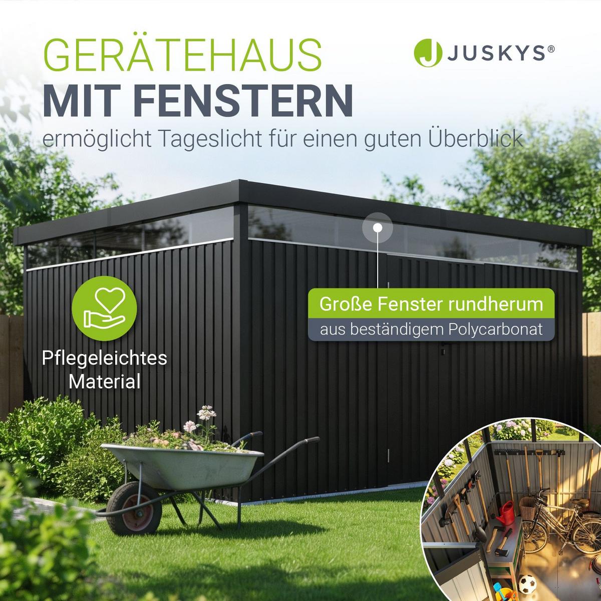 GERÄTEHAUS Luzern Anthrazit - Anthrazit, Metall (396/220/294cm) - Juskys