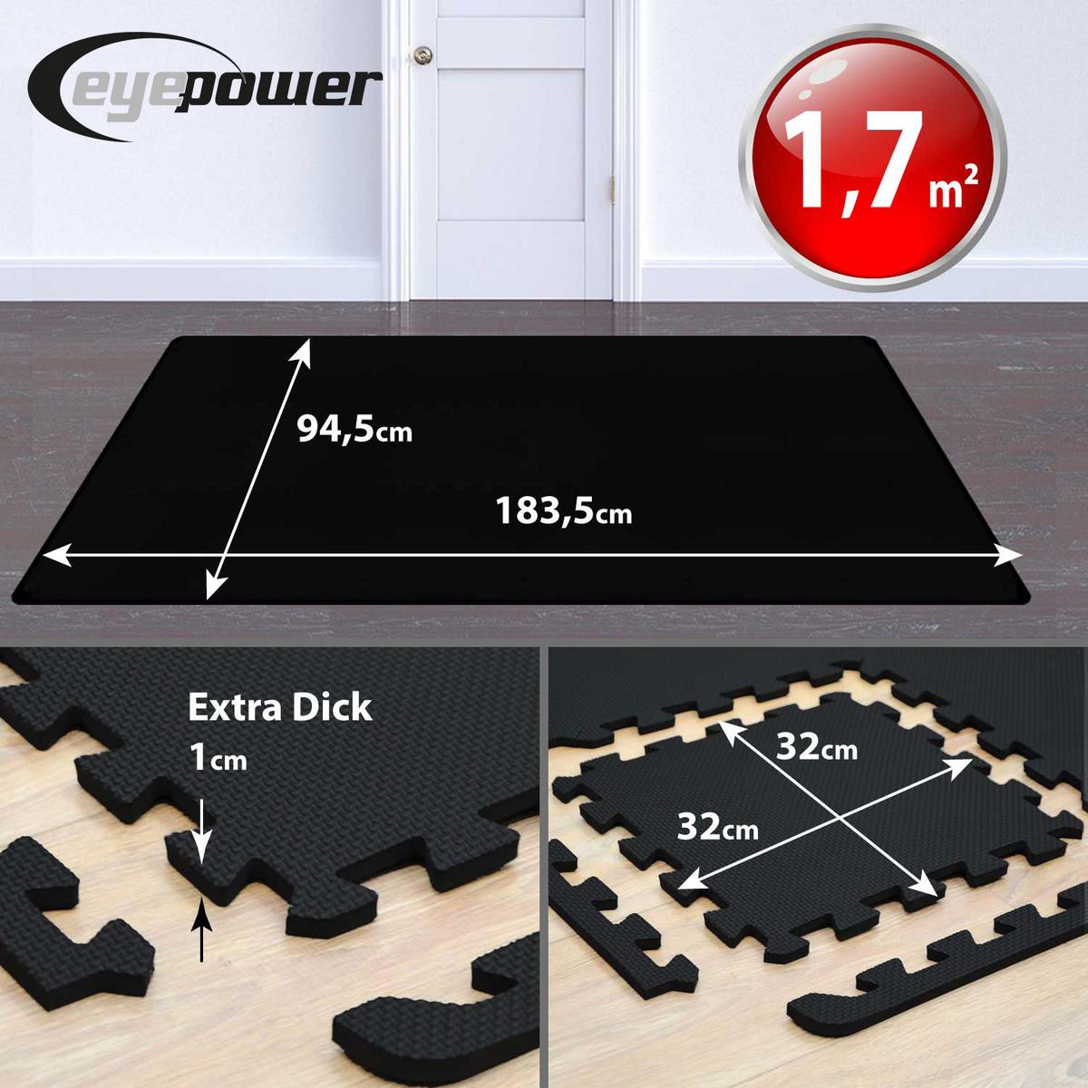 BODENSCHUTZMATTE 30x30x1 cm, Schwarz, 18er Set - Schwarz, Kunststoff (30/30/1.2cm) - eyepower