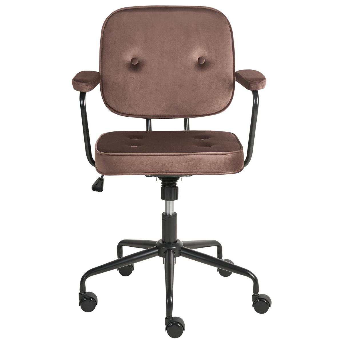 SCHREIBTISCHSTUHL Samtstoff Braun Pawnee - Braun, Textil (64/88/64cm) - Beliani