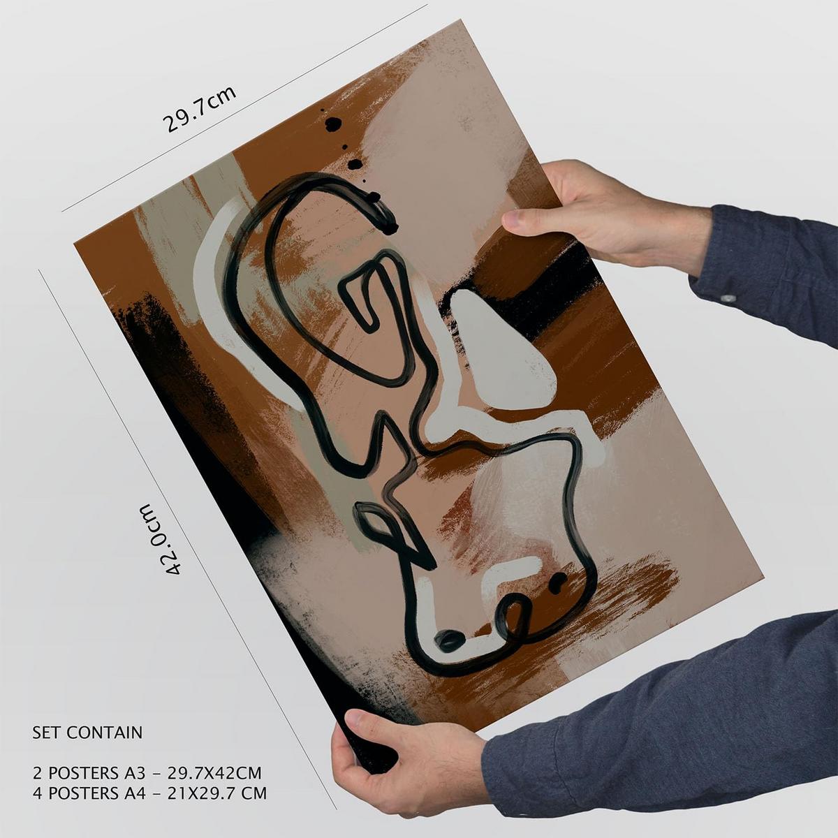 POSTER Set Mit 6 Nachkommenskunst In Weibliche Zusammenfassung Ästhetische Dekorative Gemälde Für Ihr Wohnzimmer Zuhause A3 & A4 Rahmenlos - Klar, Papier (29/3cm) - Nacnic