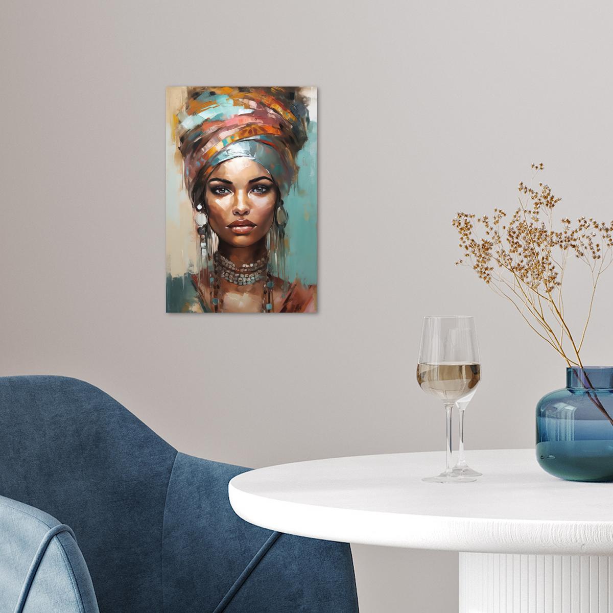 POSTER Frau - Kunst - Schmuck - Porträt Room Decor 20x30 cm - Blaugrau, Papier (20/30/0.1cm) - MuchoWow