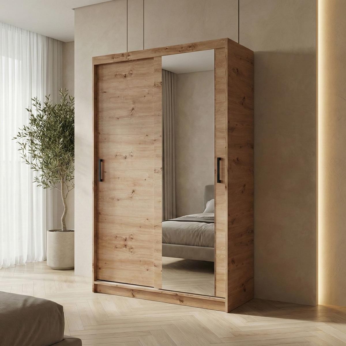 SCHWEBETÜRENSCHRANK Hela mit 2 Türen und Schubkasteneinsatz, 100 cm, eiche Artisan - Eiche Artisan, Holzwerkstoff (100/205/60cm) - Beautysofa