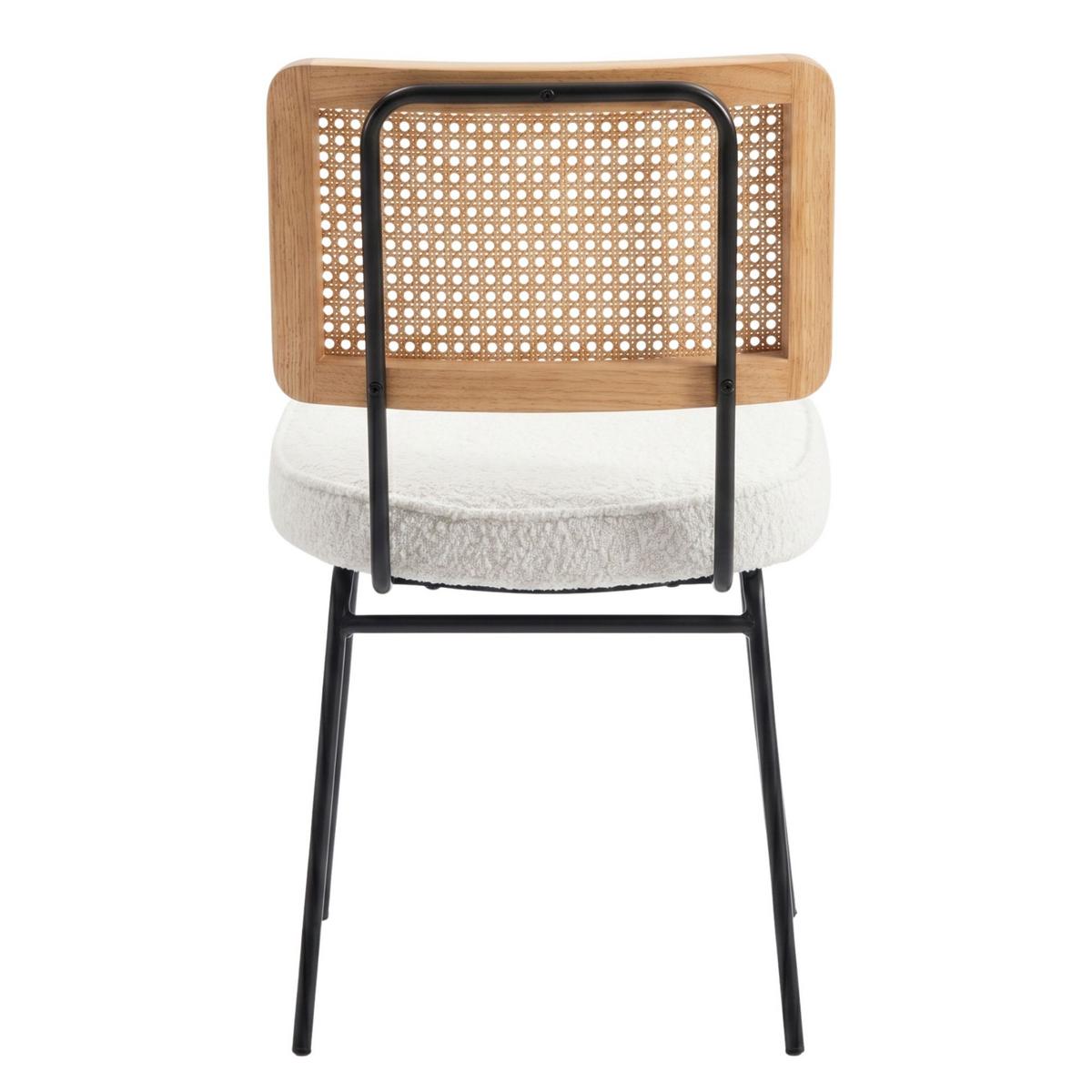 ESSZIMMERSTUHL 2er-Set Vintage PU-Leder Rattan-Optik Holz & Metallfüße - Creme, Textil (47/82/58cm) - Urban Meuble