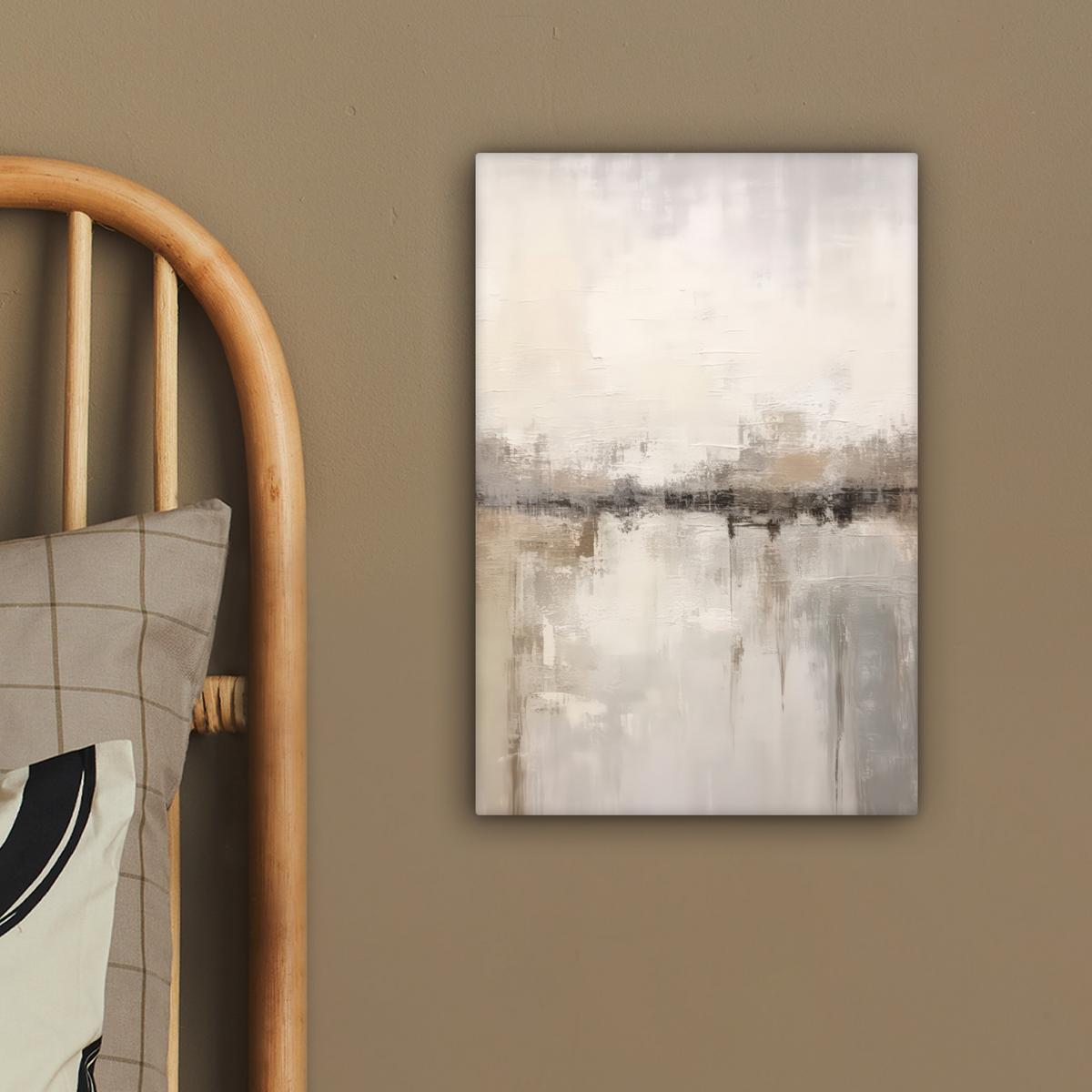 LEINWANDBILD Moderne Kunst - Abstrakt - Beige Deko Wohnzimmer 20x30 cm - Beige, Textil (20/30cm) - MuchoWow