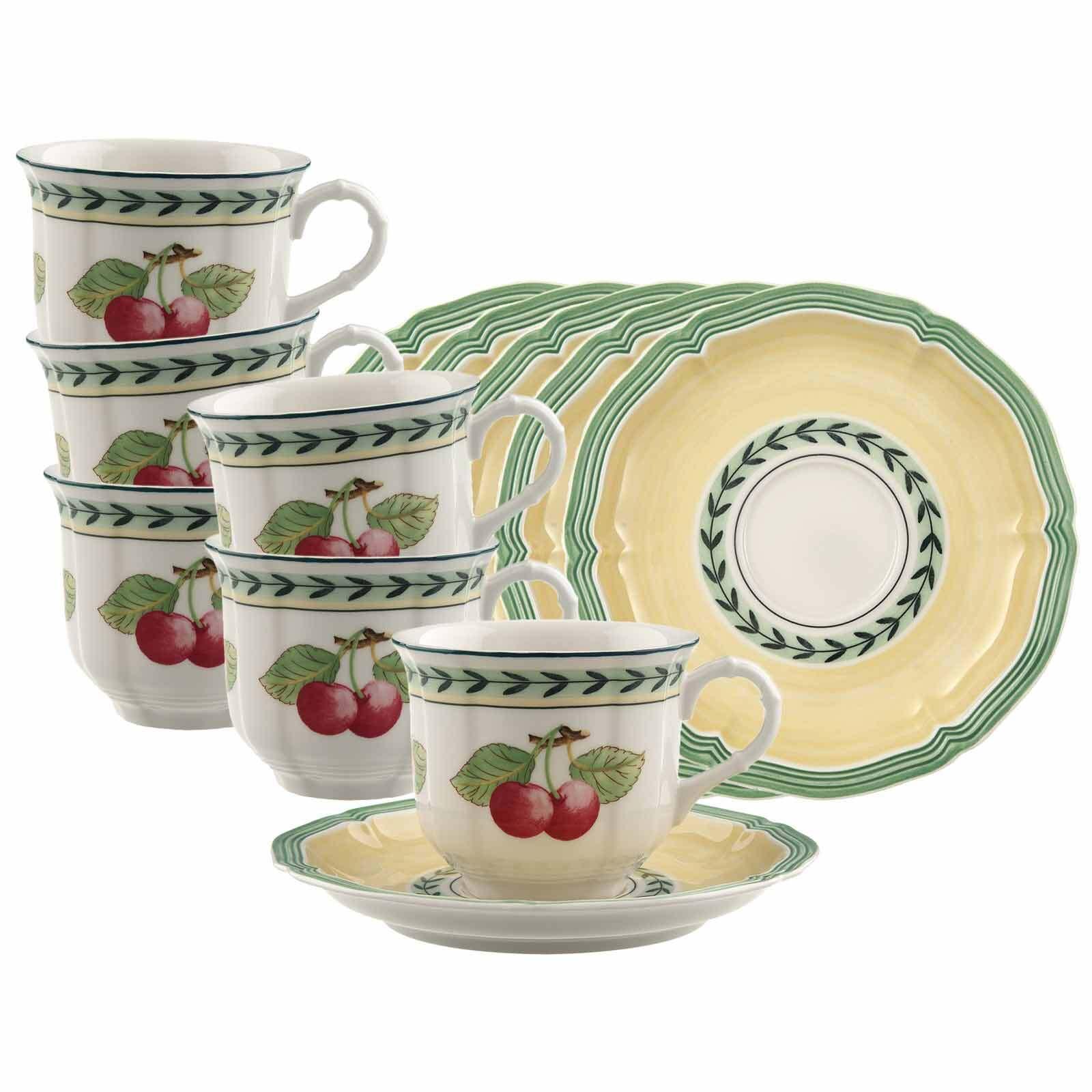 KAFFEETASSEN MIT UNTERTASSEN French Garden Fleurence bunt 120 ml 6er Set - Multicolor, Keramik (0.12L) - Villeroy & Boch