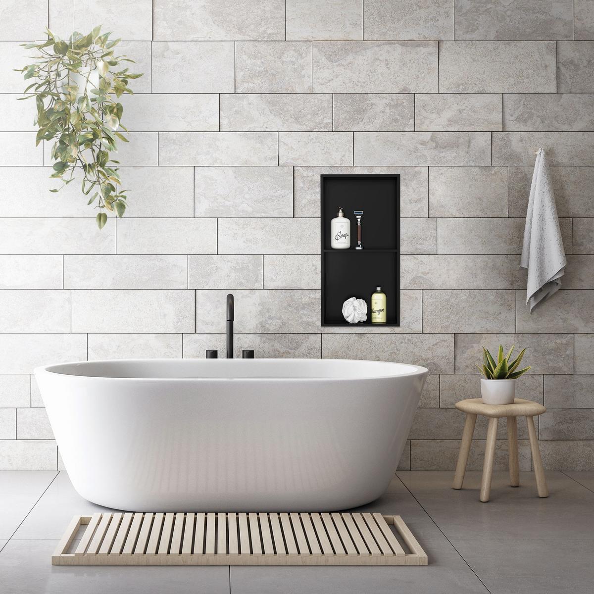 DUSCHNISCHE Schwarz 30/60 cm - Schwarz, Metall (30/60/10cm) - LuxeBath