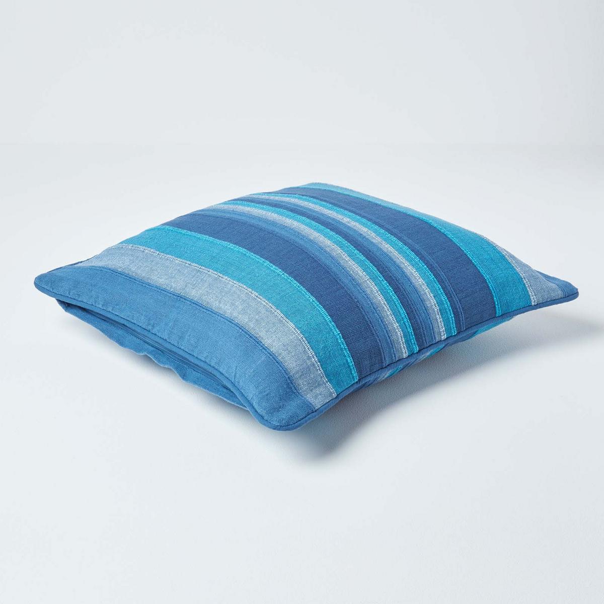 KISSENHÜLLE Morocco Stripe 45/45 cm, 100% Baumwolle - Blau, Textil (45/45cm) - Homescapes