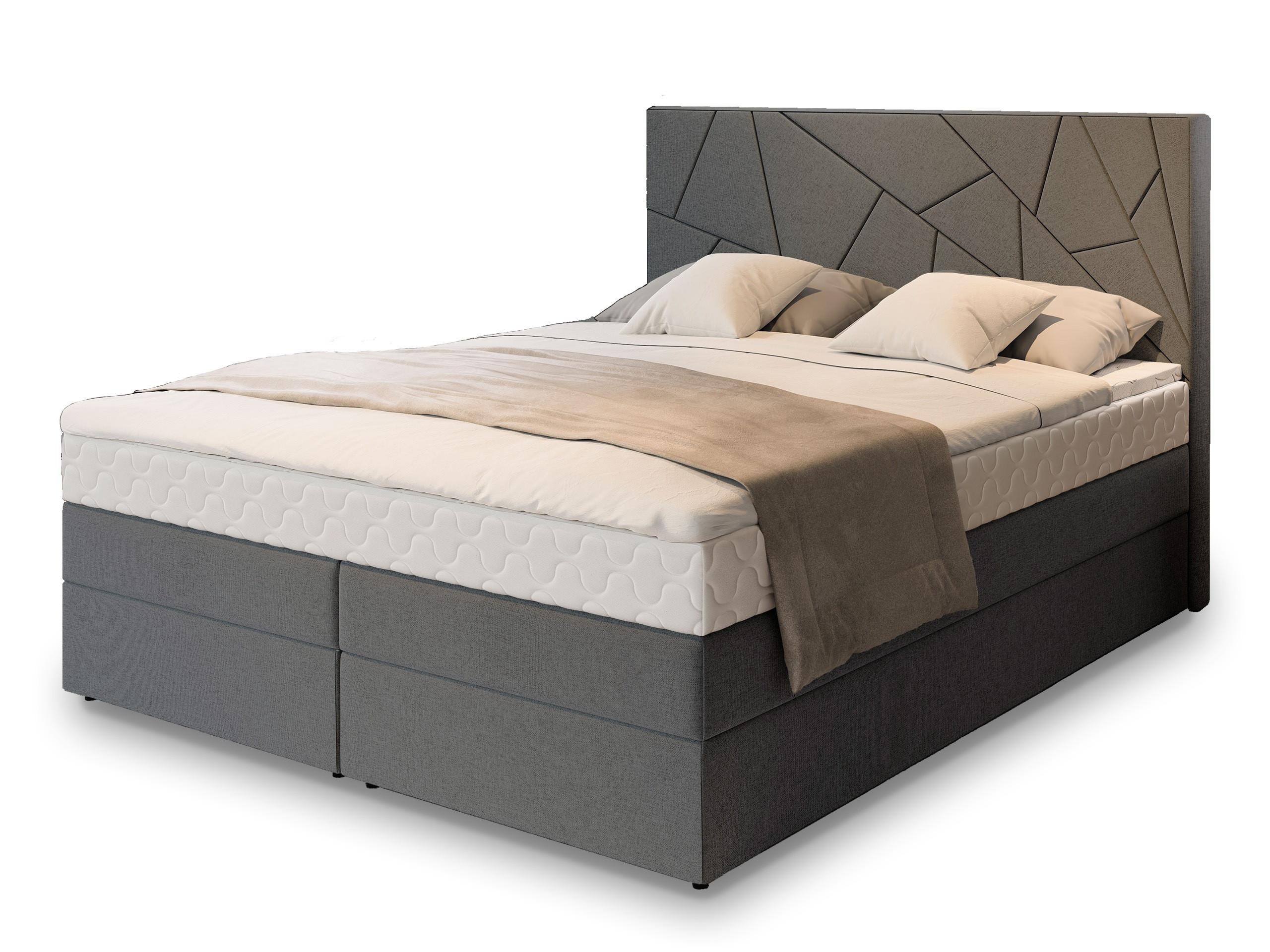 BOXBETT TRANI 140x200 cm mit Matratze und Topper - Grau - Grau, Holz (140/200cm) - MASSENO
