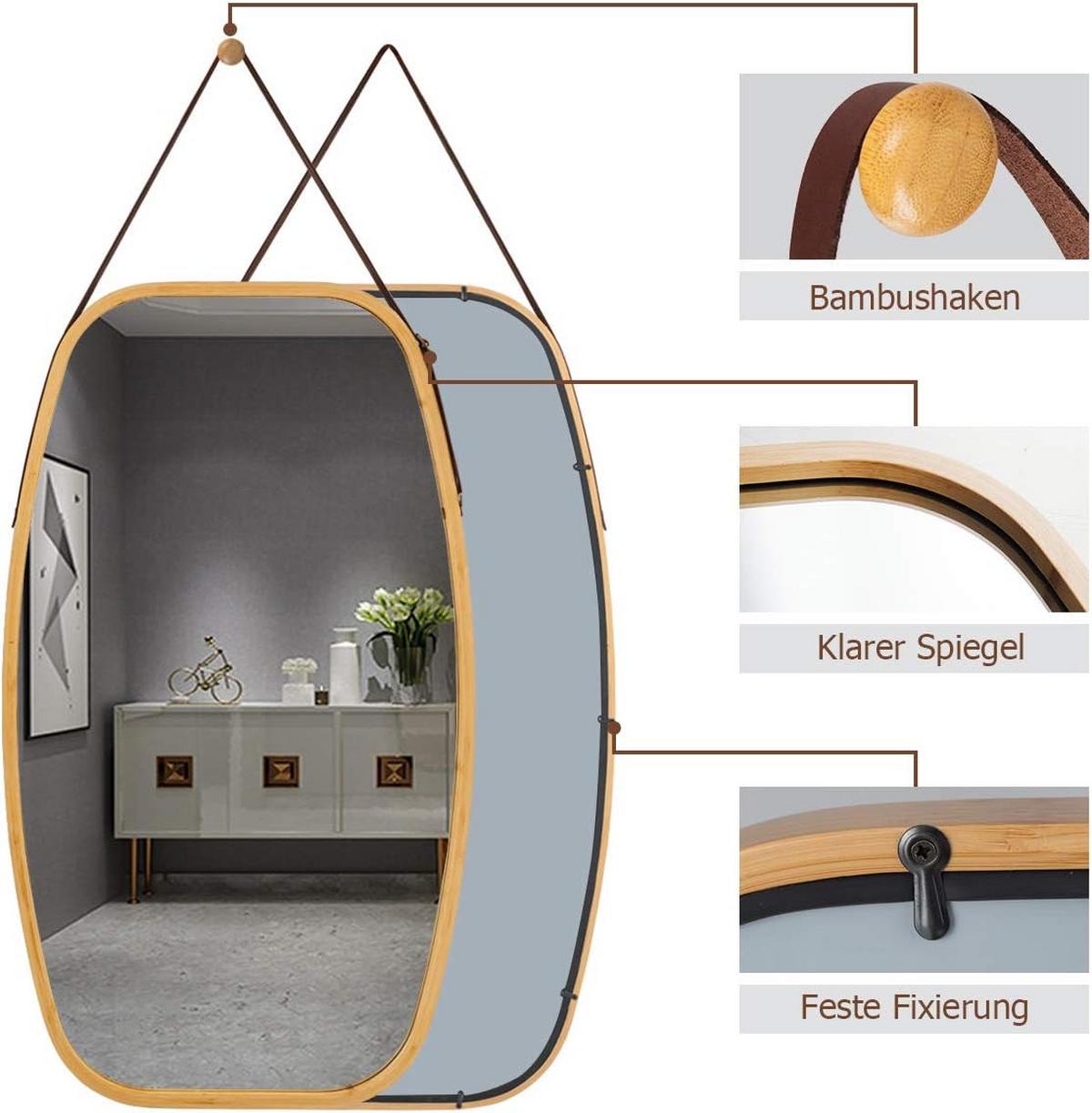 BADEZIMMERSPIGEL Holz - Naturfarben, Naturmaterialen (77/2/44cm) - COSTWAY