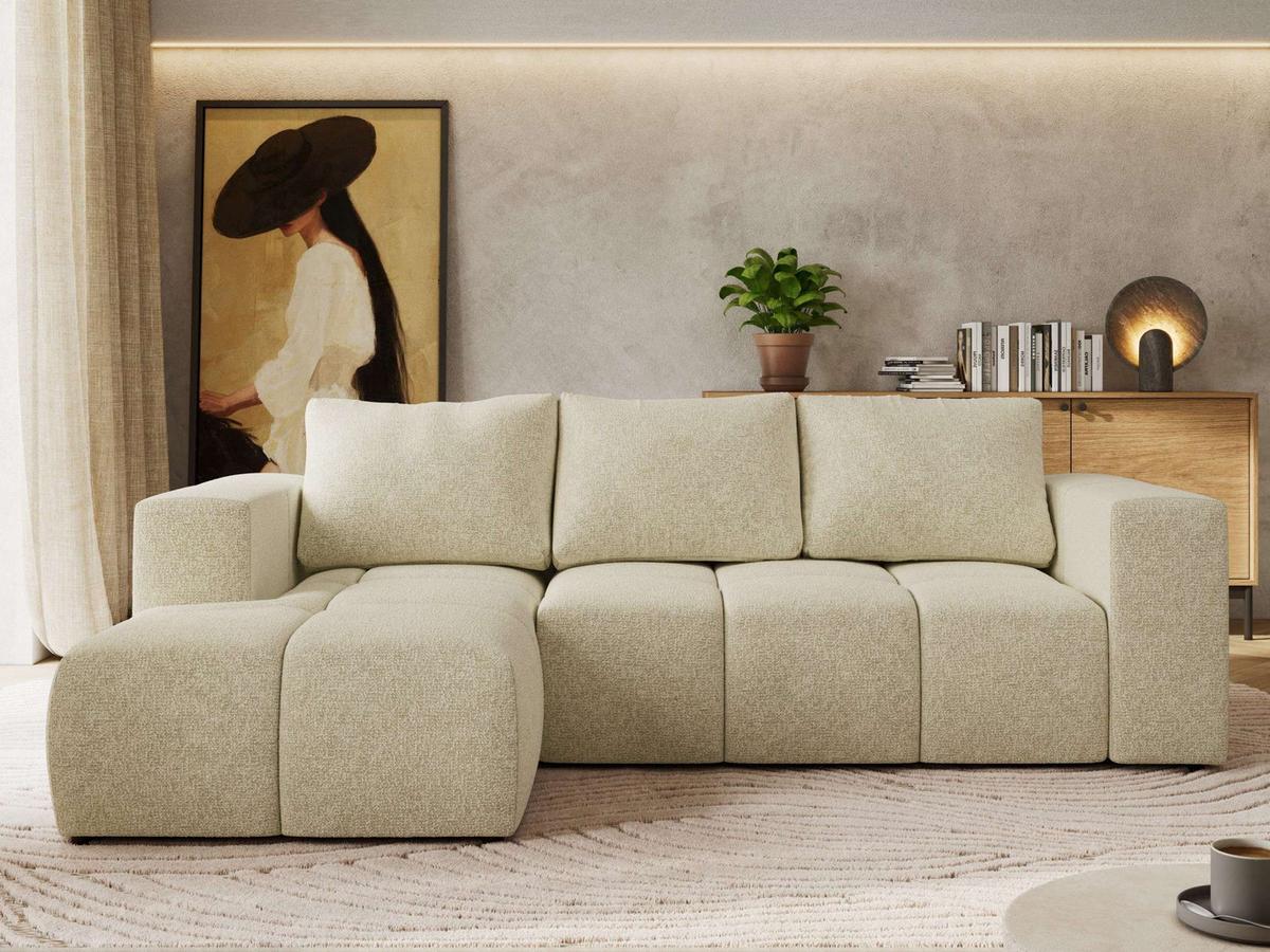 ECKSOFA MONIVA Creme Strukture - Links - Creme/Schwarz, Kunststoff/Textil (164/266cm) - MKS