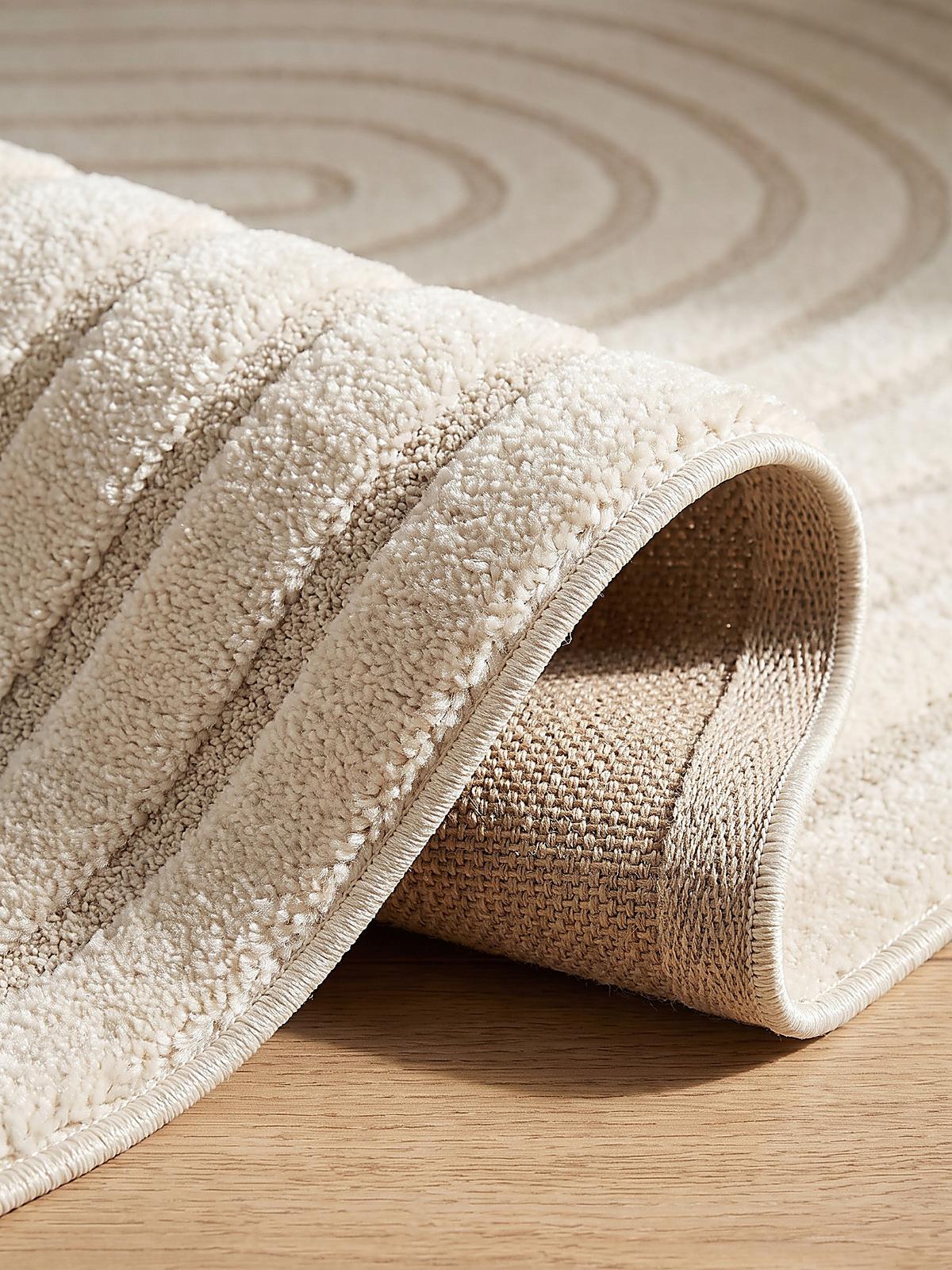 KURZFLORTEPPICH Geometrisch CETINA Polypropylen Creme 160 x 230 cm - Beige, Textil (160/230cm) - KADIMA DESIGN