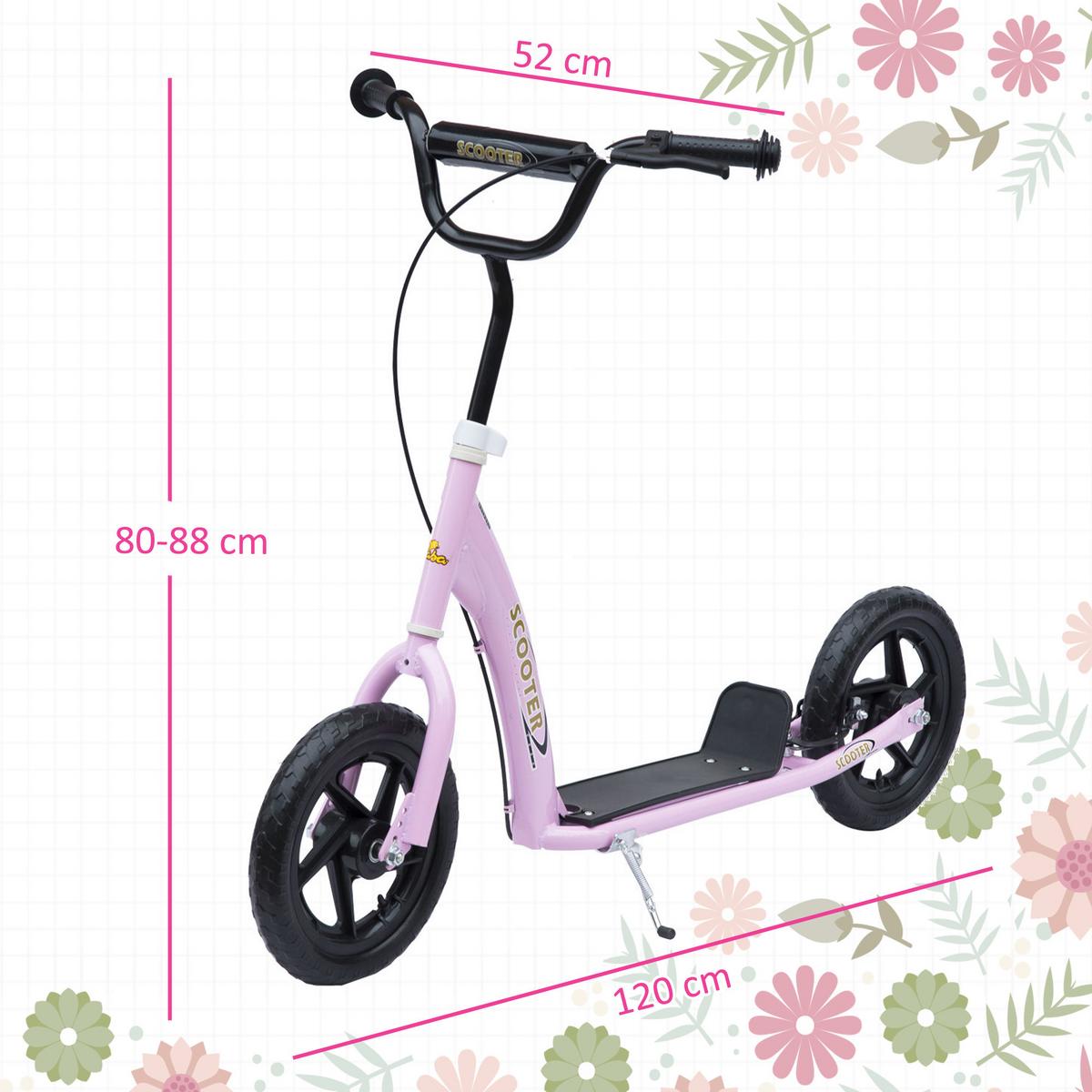 KINDERROLLER, Schwarz/Rosa/Blau/Rot, Stahl+ PVA - Rosa, Metall (120/52/80cm) - HOMCOM