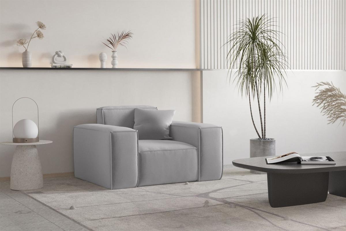 SESSEL Celes Premium Opera Velvet - Hellgrau, Holzwerkstoff/Textil (121/73/88cm) - Fun Möbel
