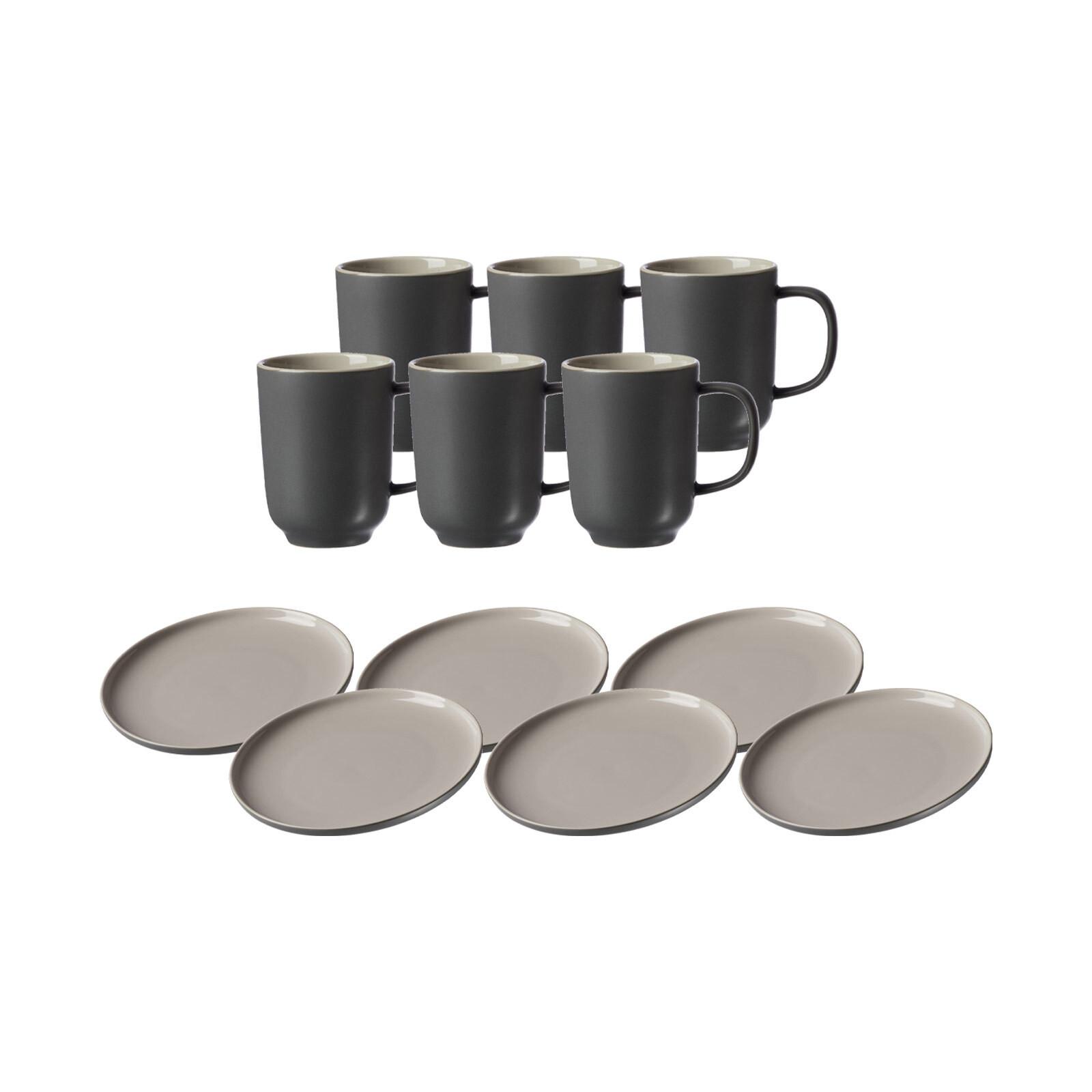 KAFFEESERVICE Jasper grau 12er Set - Grau, Keramik (2/2/2cm) - Ritzenhoff Breker