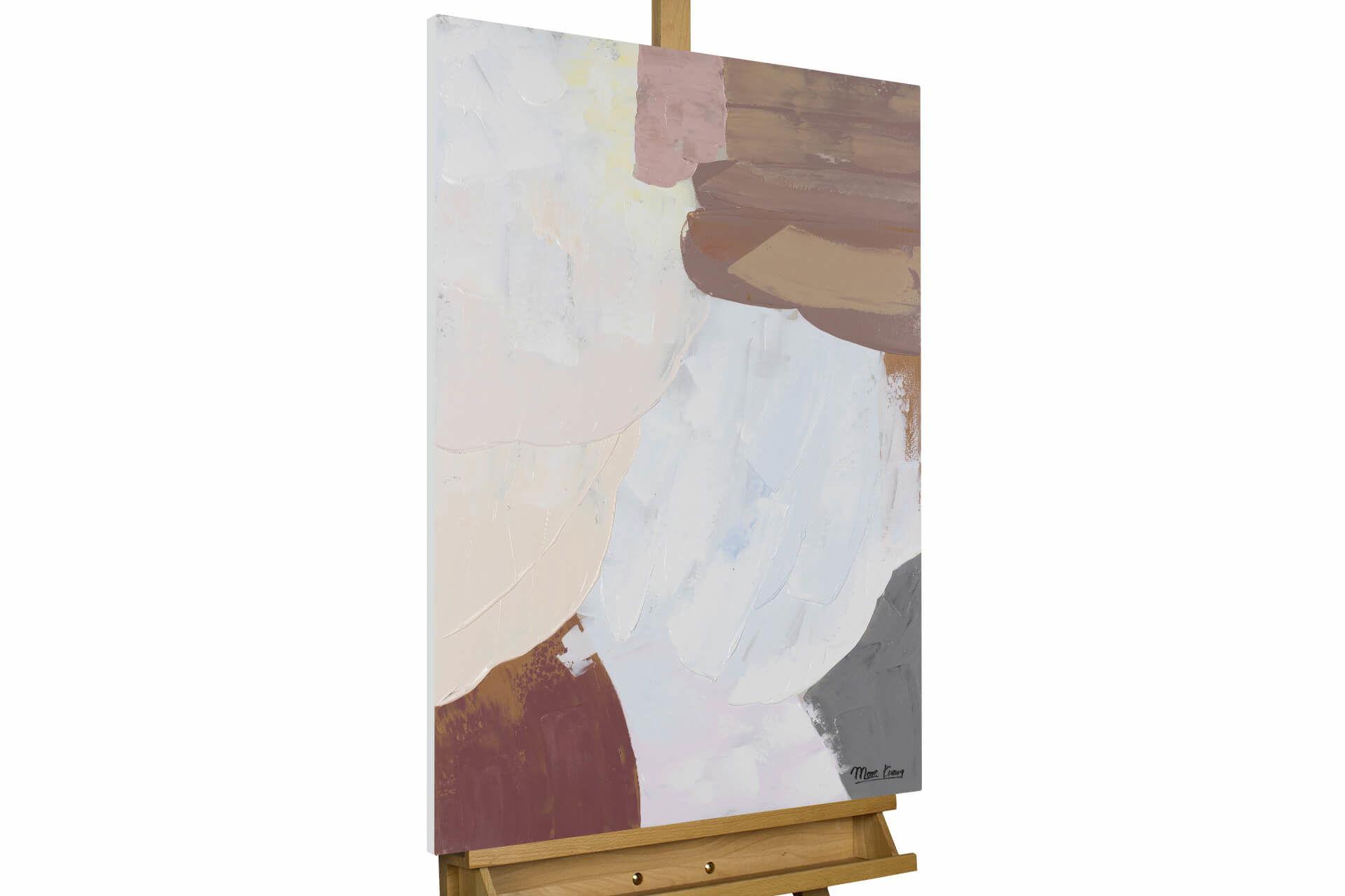 ACRYLBILD HANDGEMALT 60/90 cm - Beige/Weiß, Holz/Textil (60/90cm) - KUNSTLOFT
