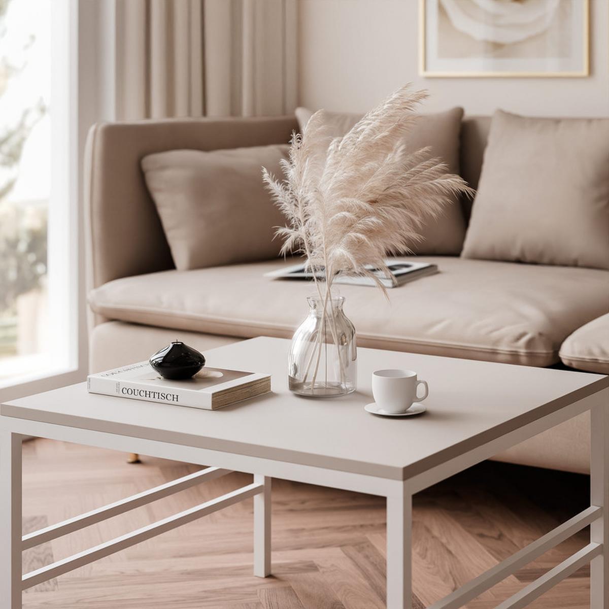 COUCHTISCH FORMA 60/60 cm Quadrat, Weiß / Kaschmir - Kaschmir/Weiß, Metall (60/60/40cm) - Idohome
