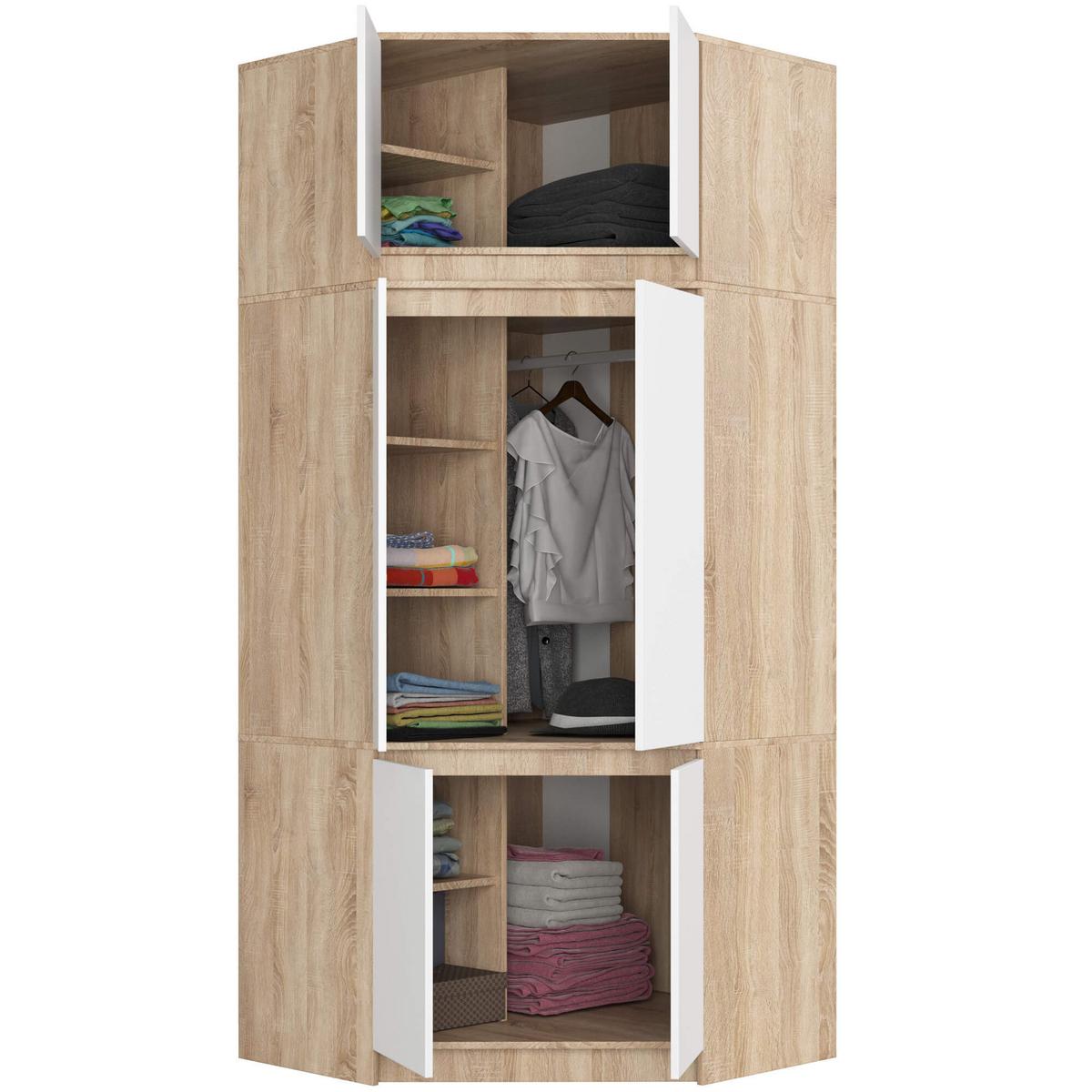 KLEIDERSCHRANK Eiche Sonoma, Weiß 235/100/50 - Weiß/Sonoma Eiche, Holzwerkstoff (100/235/50cm) - RAUMHIRSCH FURNITURE