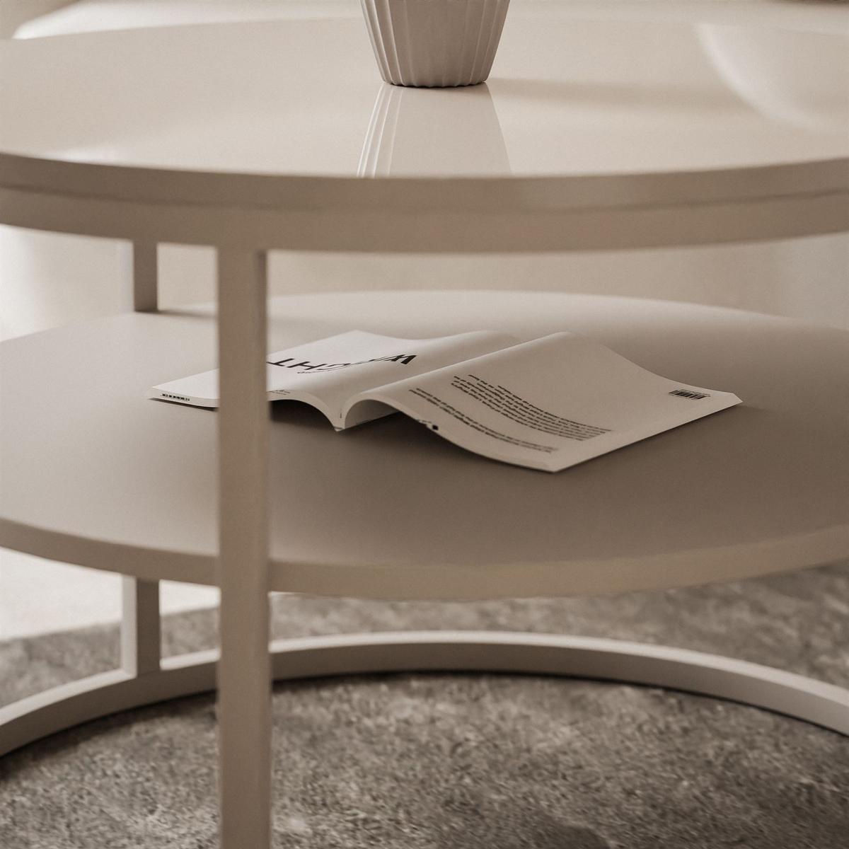 COUCHTISCH CIRI SLIM KASCHMIR HOCHGLANZ mit Regal - Beige, Holzwerkstoff (60/60/42cm) - Lookway