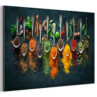 METALLBILD Kräuter - Gewürze - Löffel 30x20 cm - Currygelb, Metall (30/20cm) - MuchoWow