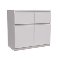 KOMMODE MERAVIGLIA 80/85/33 cm mit 2 Schubladen 2 Türen Weiß - Weiß, Holzwerkstoff (80/85/33cm) - MASSENO