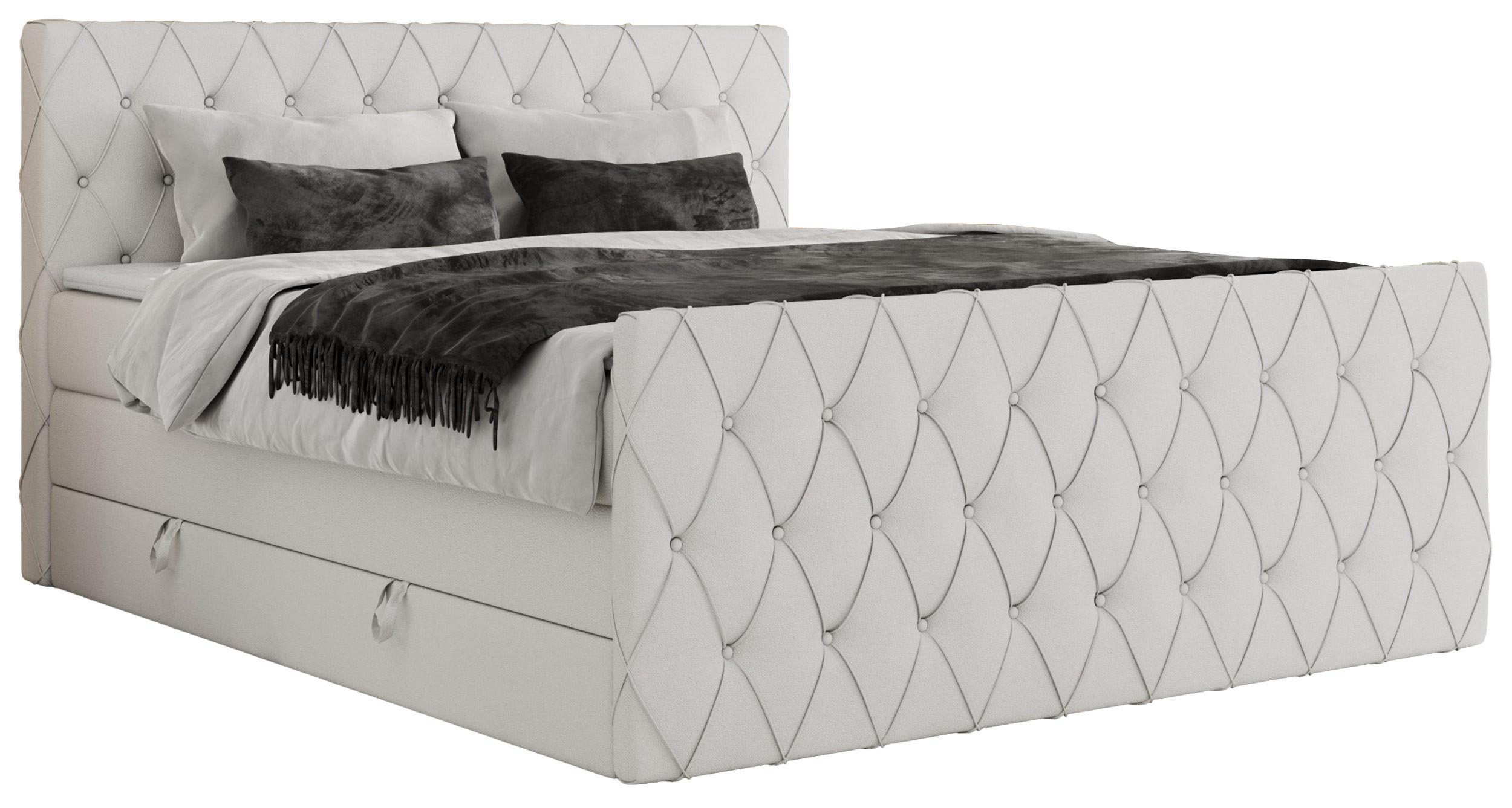 BOXSPRINGBETT MIREN KING DUO 200/200 Weiß Kunstleder - H3 - Weiß, Holz/Textil (200/200cm) - MKS